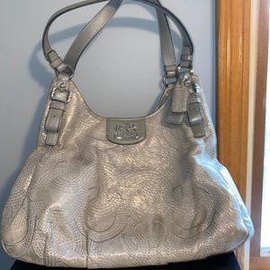 Coach Maggie Madison Gray Sparkle Silver Leather
